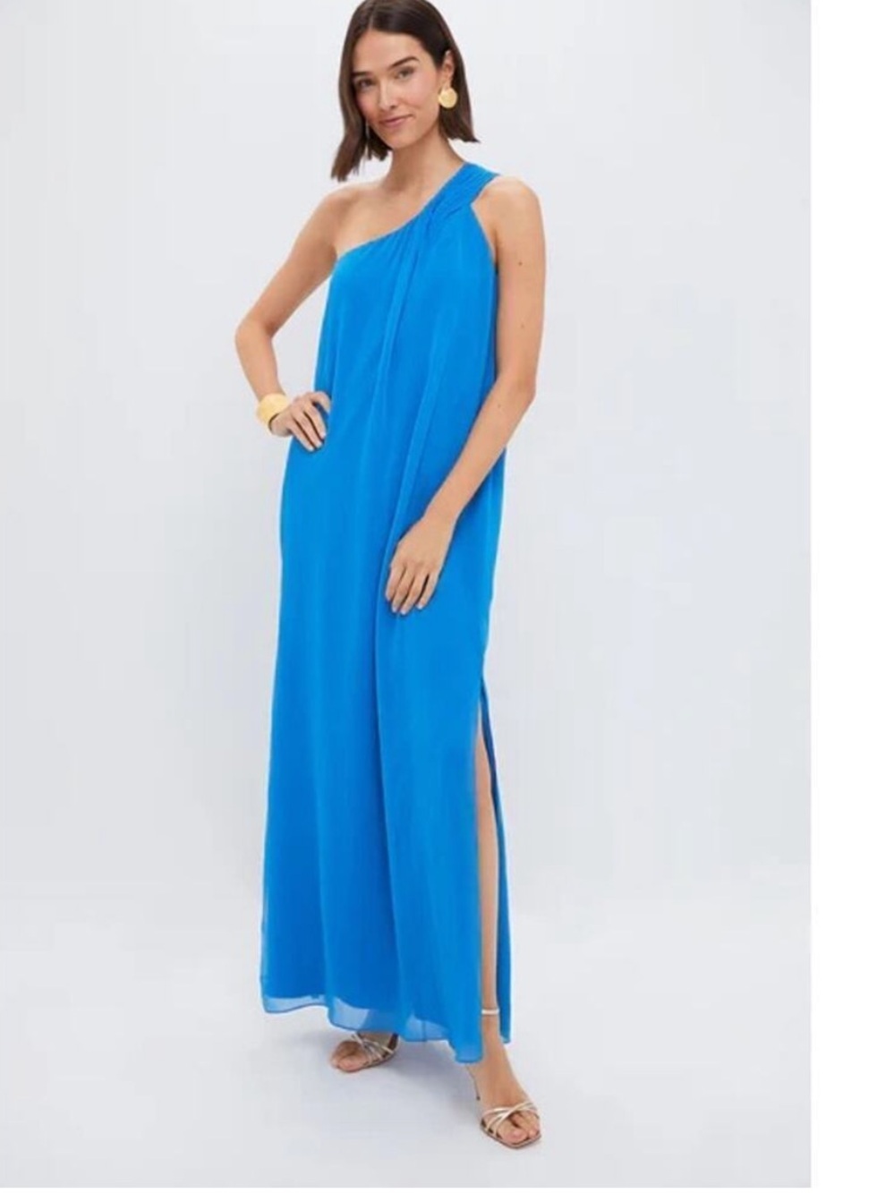 Pomander Place One-Shoulder Maxi Dress in Bright Blue